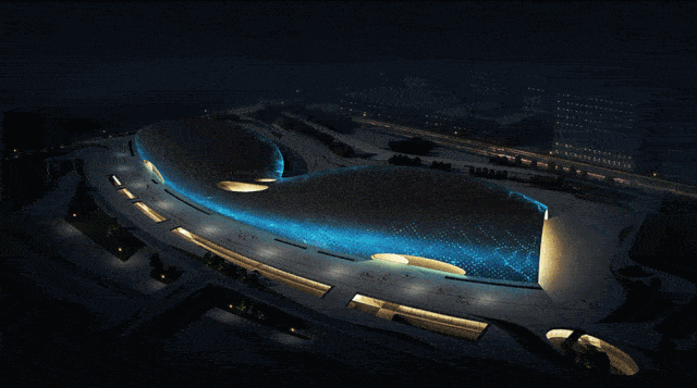 杭州奥体博览中心主体育馆、游泳馆进入试灯阶段